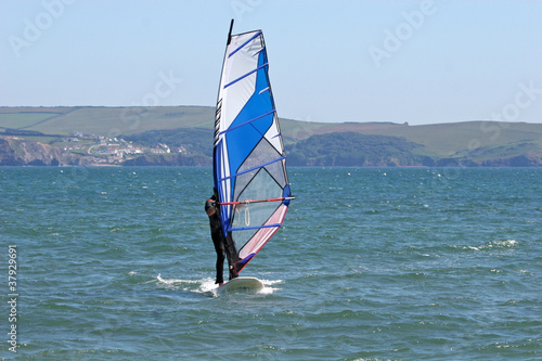 windsurfer in Bigbury bay