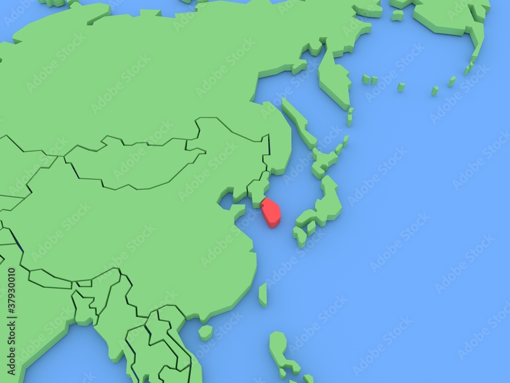 Three-dimensional map of South Korea isolated. 3d