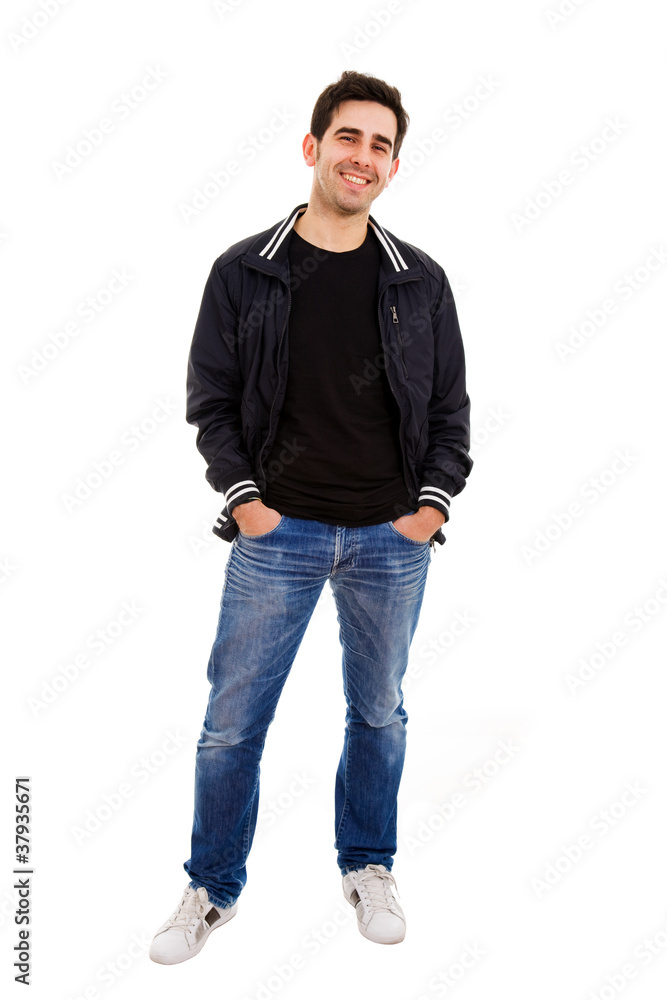 Smiling young man standing on white background Smiling young man standing on white background