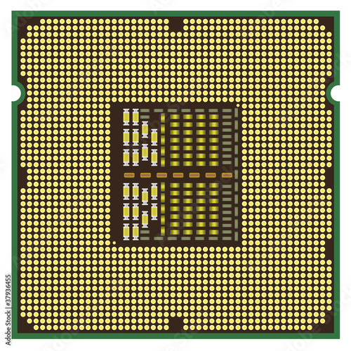 Modern computer processor on a white background.