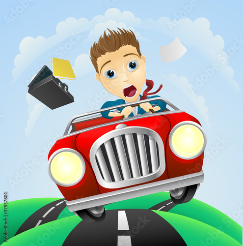Young businessman driving f...