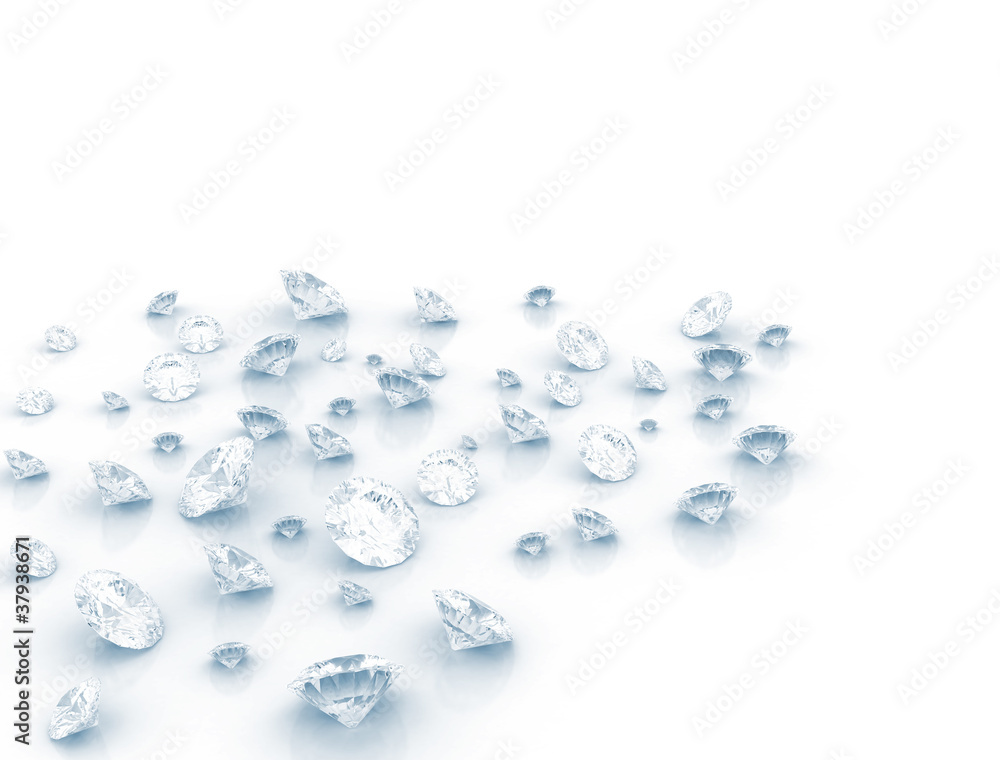 Diamonds on white background