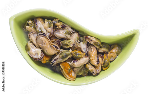Pickled isolated sea clams mussels