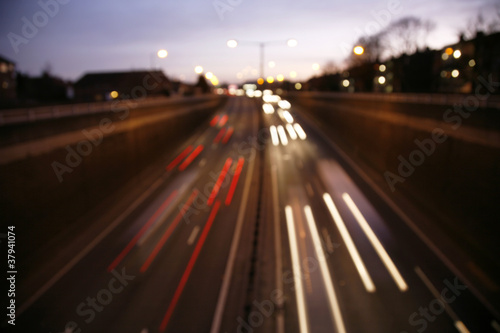 Traffic lights in motion blur at Night
