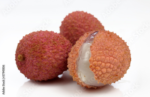 Lychees isolated on white