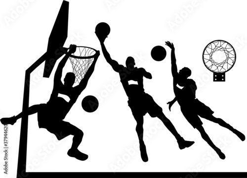 silhouettes of basketball players