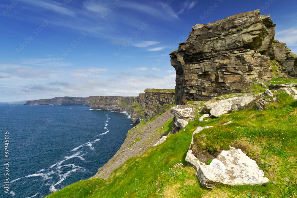 Cliffs of Moher with blue sky, Co. Clare, Ireland