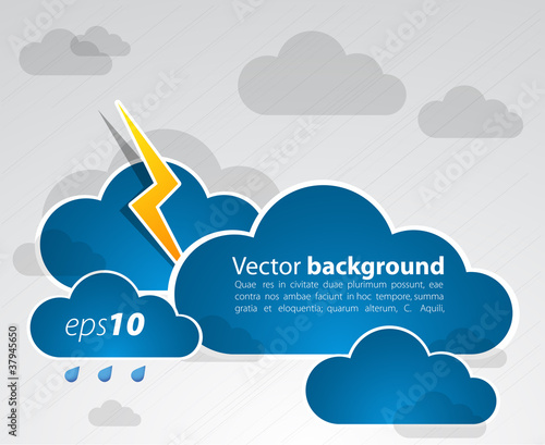 Bad weather background. sky with clouds and lightnings
