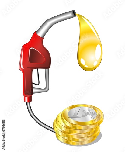Caro Benzina Cartoon Pistola-Price Gasoline Fuel-Vector photo