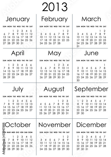 Calendario Inglese 2013