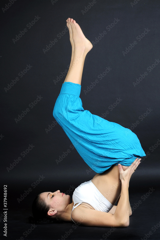 The young beautiful girl is engaged in yoga The young beautiful girl is engaged in yoga