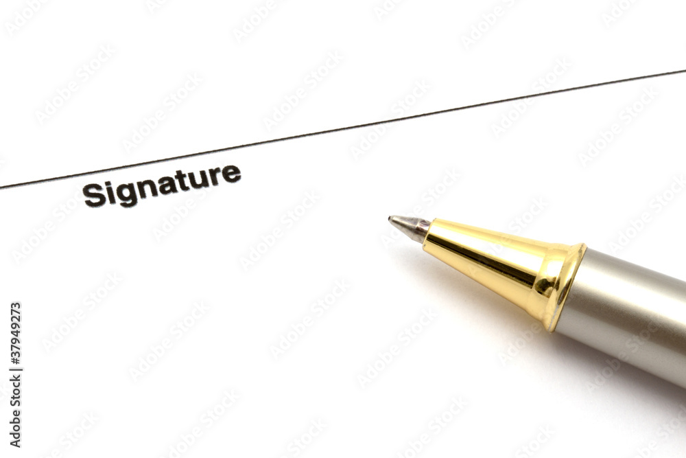 Pen and signature paper Pen and signature paper