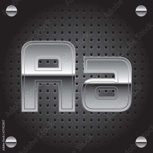 Set of silver metalic font - letter A