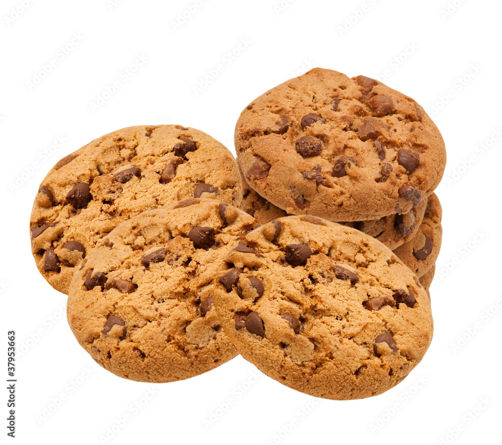 chocolate chip cookie isolated on white background chocolate chip cookie isolated on white background