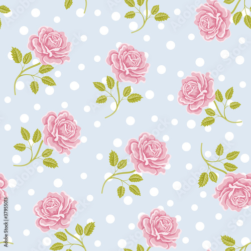Seamless wallpaper pattern with roses, vector illustration