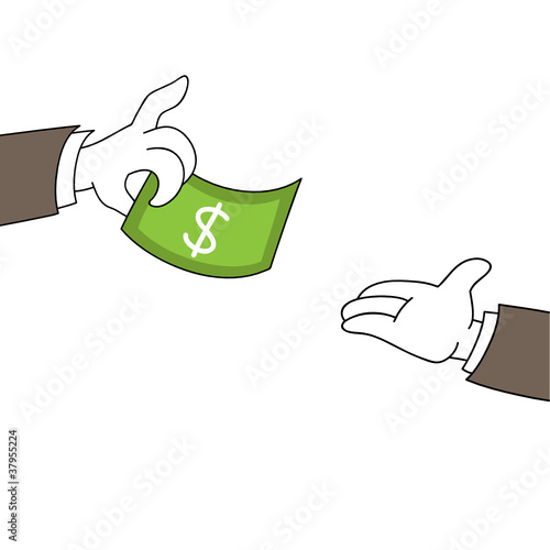 Hand giving a dollar bill