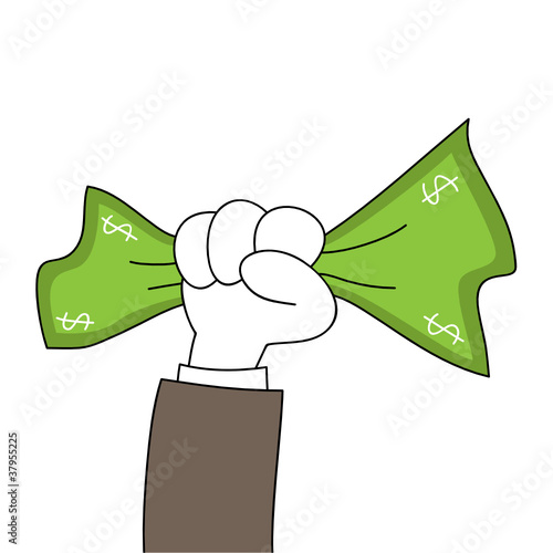 Hand grabbing dollar bill