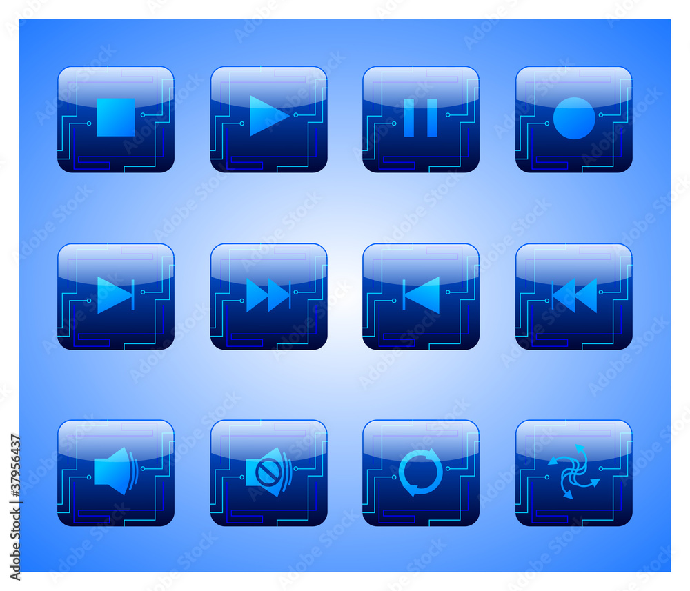 Electric Blue Entertainment Buttons Electric Blue Entertainment Buttons