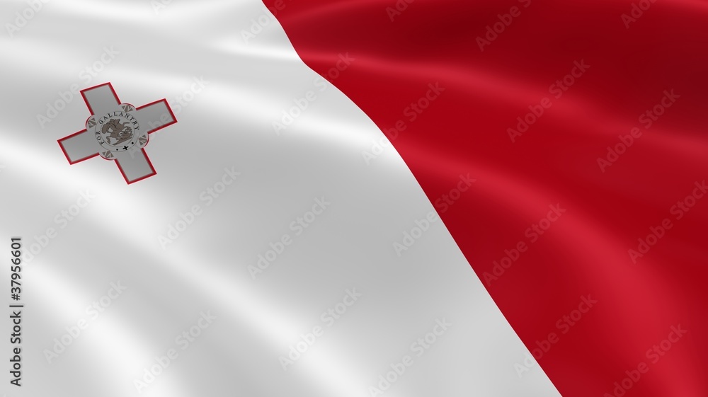 Maltese flag in the wind - obrazy, fototapety, plakaty 