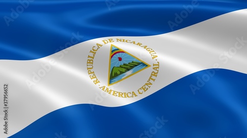 Nicaraguan flag in the wind photo