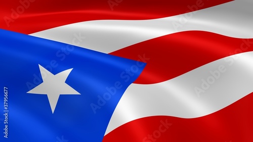 Obraz na płótnie Puerto Rican flag in the wind
