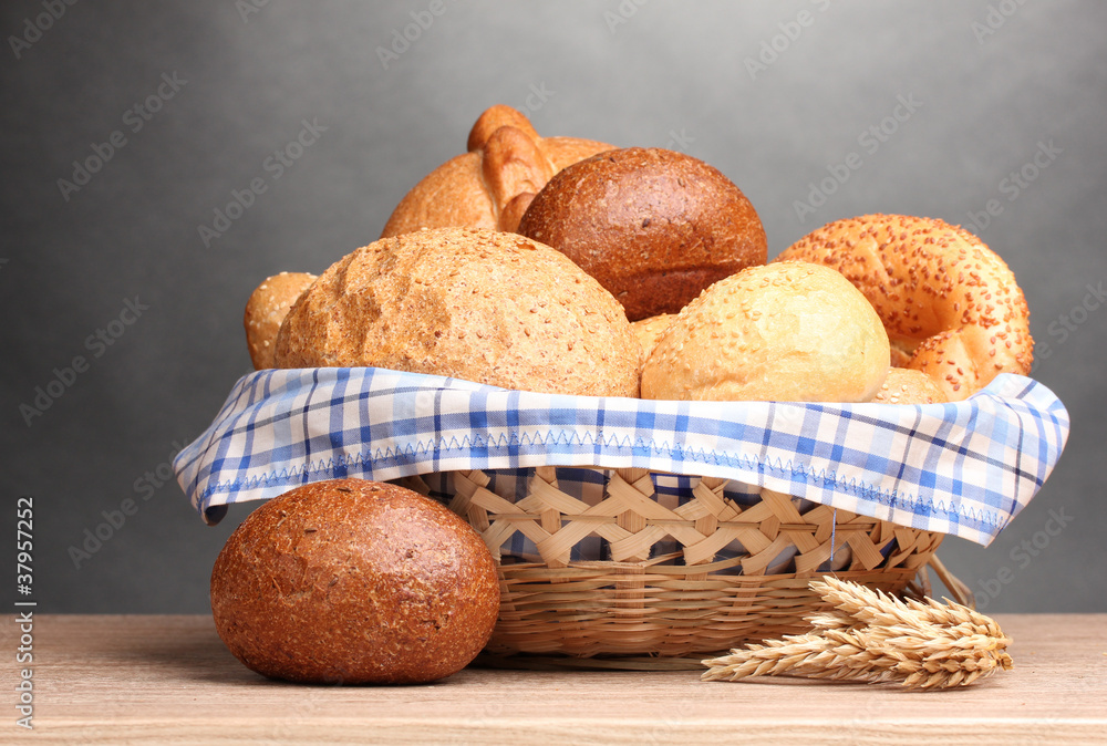 delicious bread in basket and ears delicious bread in basket and ears