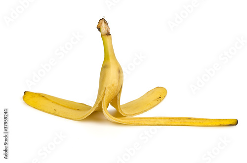 Banana peel over white