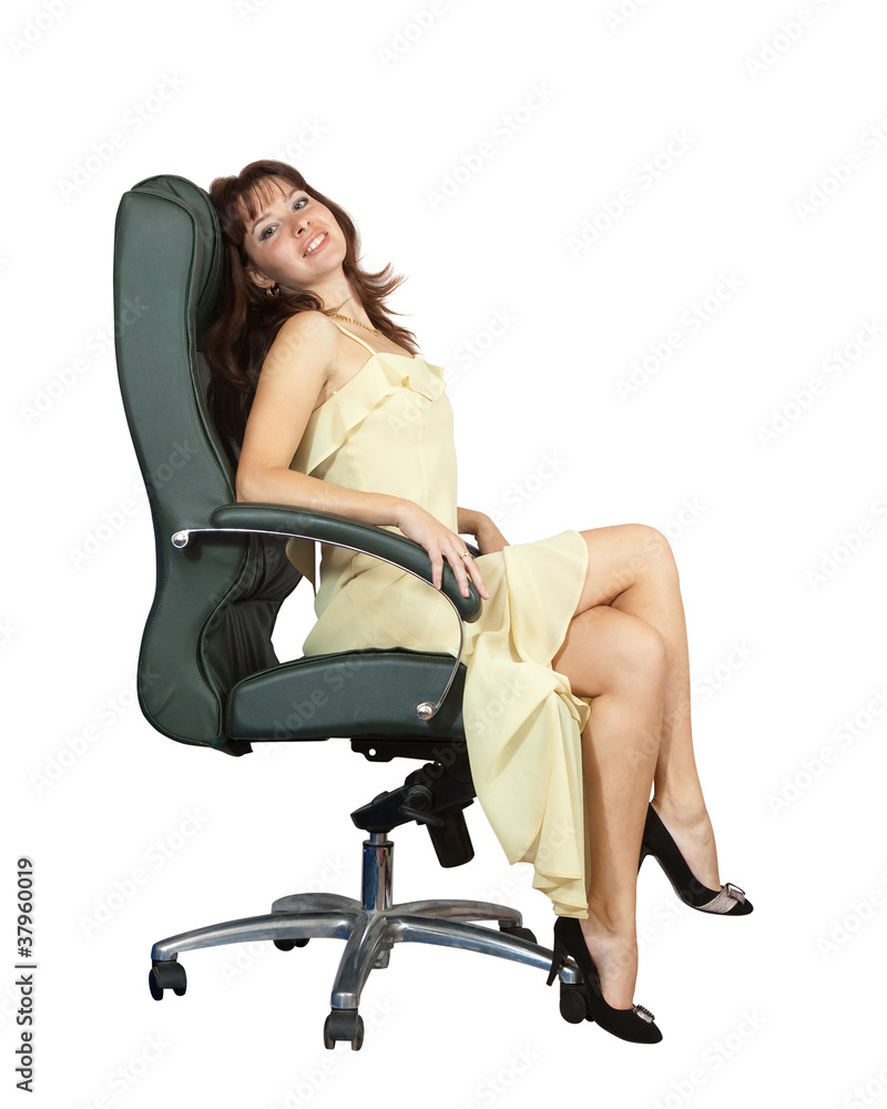 Fototapeta premium woman sitting on luxury office armchair