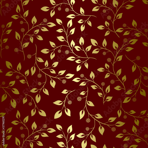 brown floral pattern - seamless vector