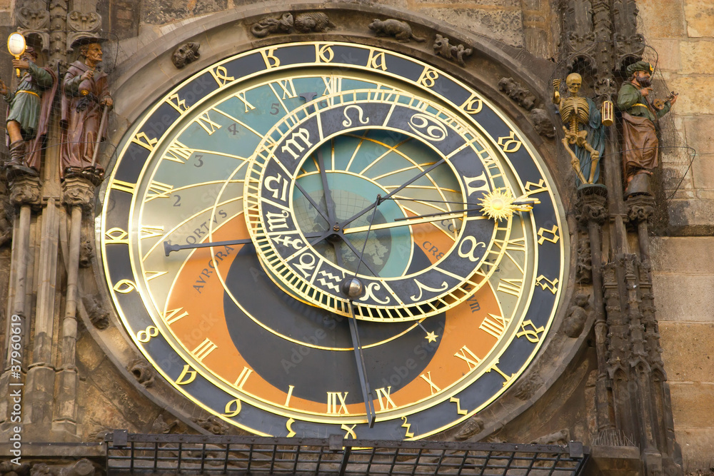 Golden zodiac in Prague Town hall (Czech Republic)