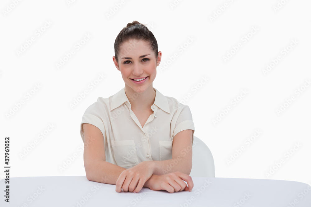 Smiling businesswoman sitting Smiling businesswoman sitting