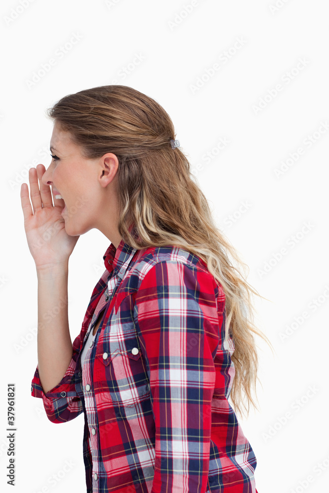 Portrait of a woman shouting Portrait of a woman shouting