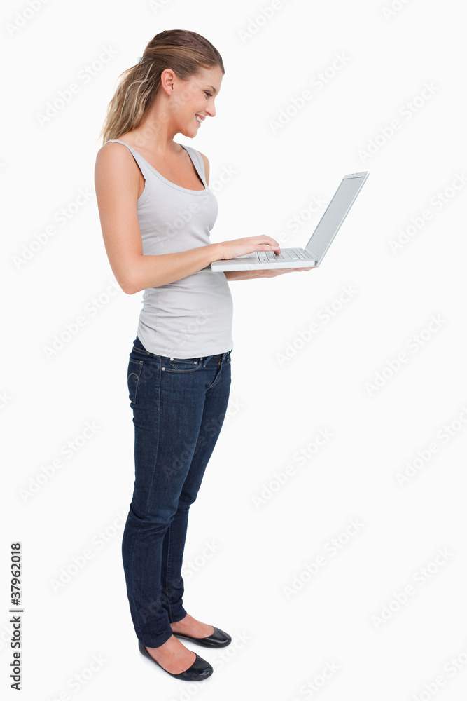 Portrait of a woman using a laptop Portrait of a woman using a laptop