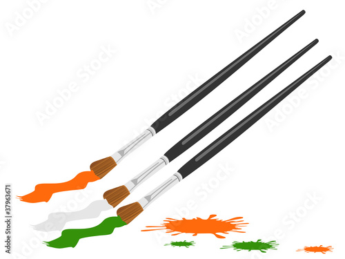 A vector illustration of three paint brush color in Indian trio