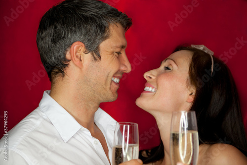 Canvas Print paar mit sekt
