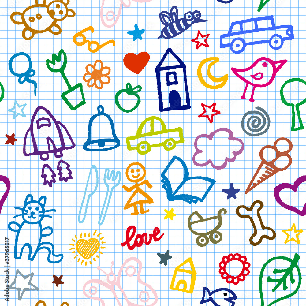 Child sketch, seamless pattern. Child sketch, seamless pattern.