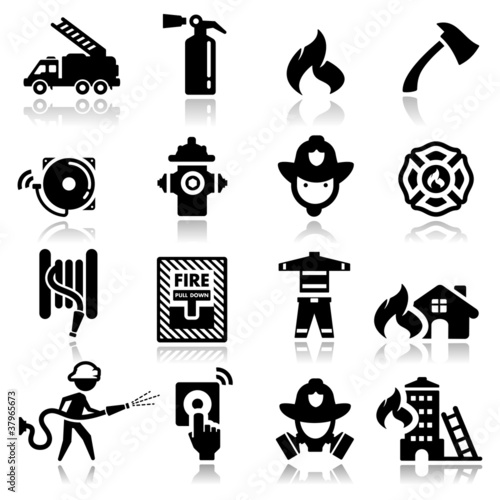 Icons set firefighter