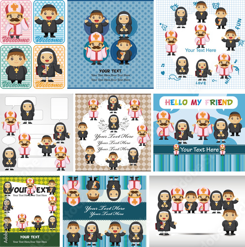 cartoon Priest and nun card