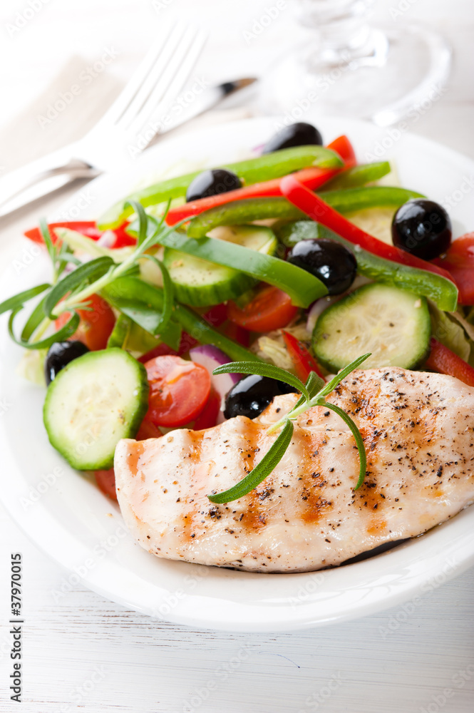 Grilled chicken breast with vegetables Grilled chicken breast with vegetables