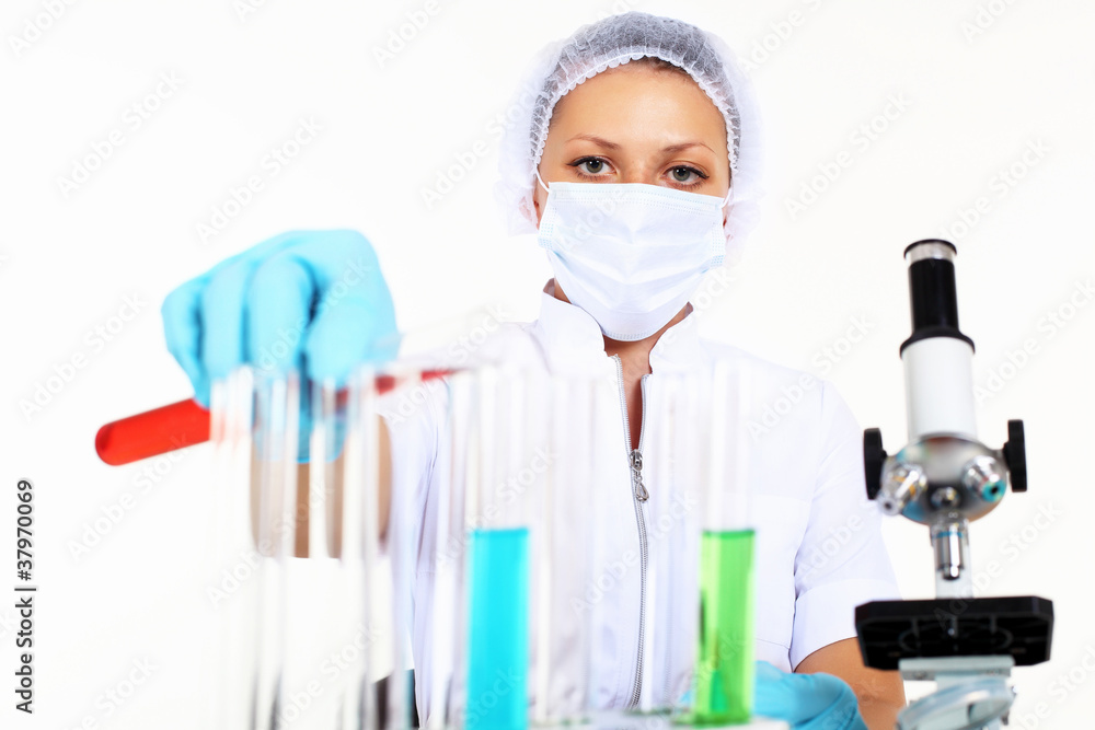 Female scientist in a chemistry laboratory Female scientist in a chemistry laboratory