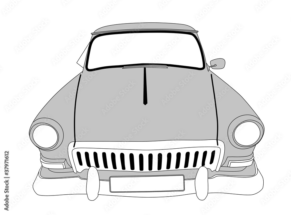 retro car on white background