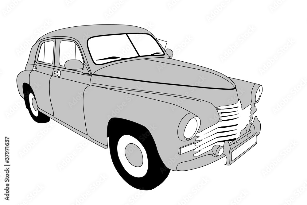 Naklejka retro car on white background