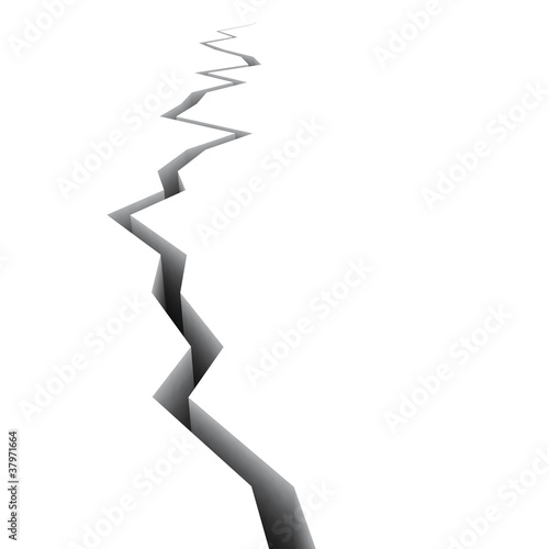 3D perspective fracture isolated on white
