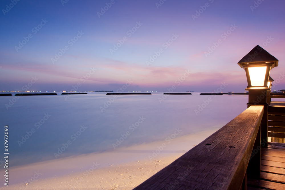 Night sky after sunset at a seaside beach resort Night sky after sunset at a seaside beach resort