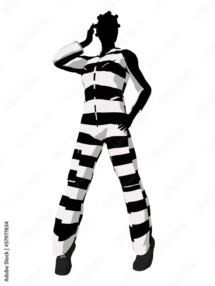 Afrcian American Female Criminal Silhouette Illustration Afrcian American Female Criminal Silhouette Illustration