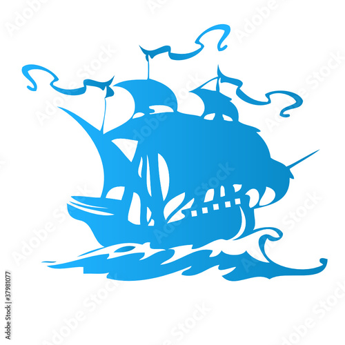 Sail ship or pirate ship logo