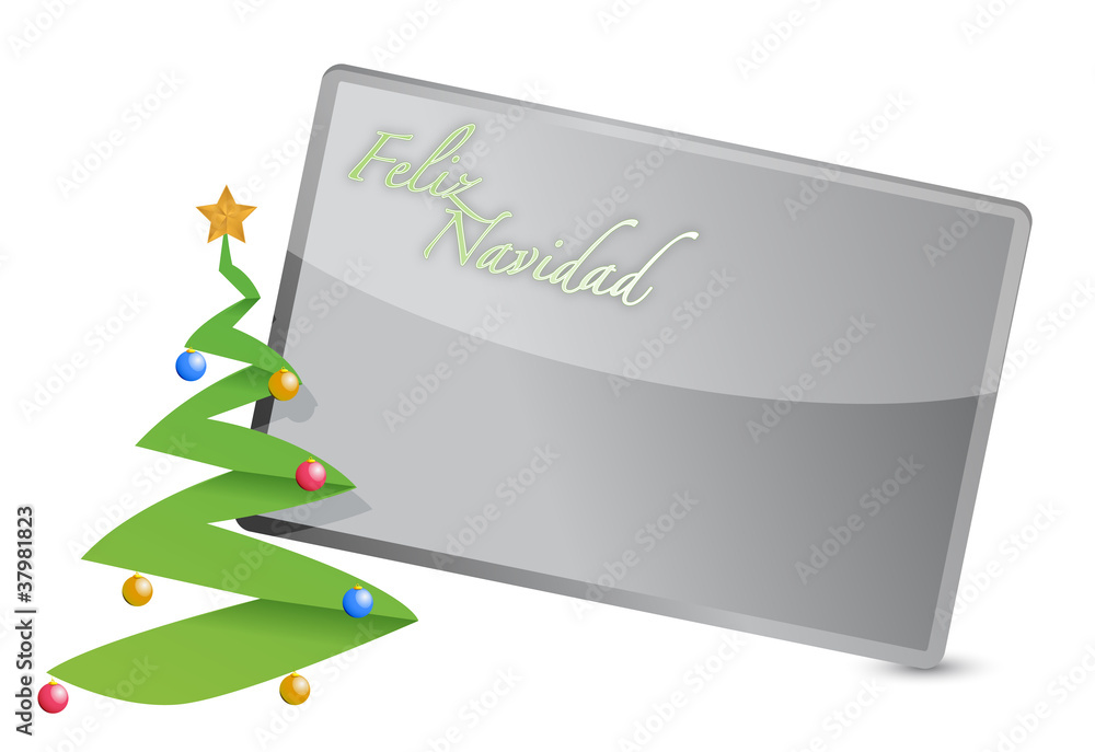 spanish - merry christmas tree card illustration design on white spanish - merry christmas tree card illustration design on white