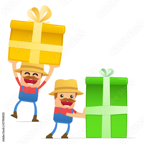 set of funny cartoon farmer