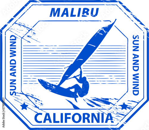 Grunge rubber stamp with name of Malibu, California, vector #37985857