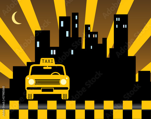 Urban taxi background, vector illustration